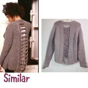 Feel The Piece Women's Distressed Cozy Sweater  Soft Light Purple